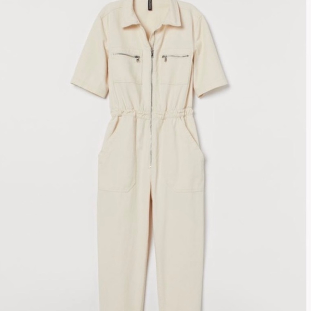 H&M | Cream Utility Zip-Up Jumpsuit.